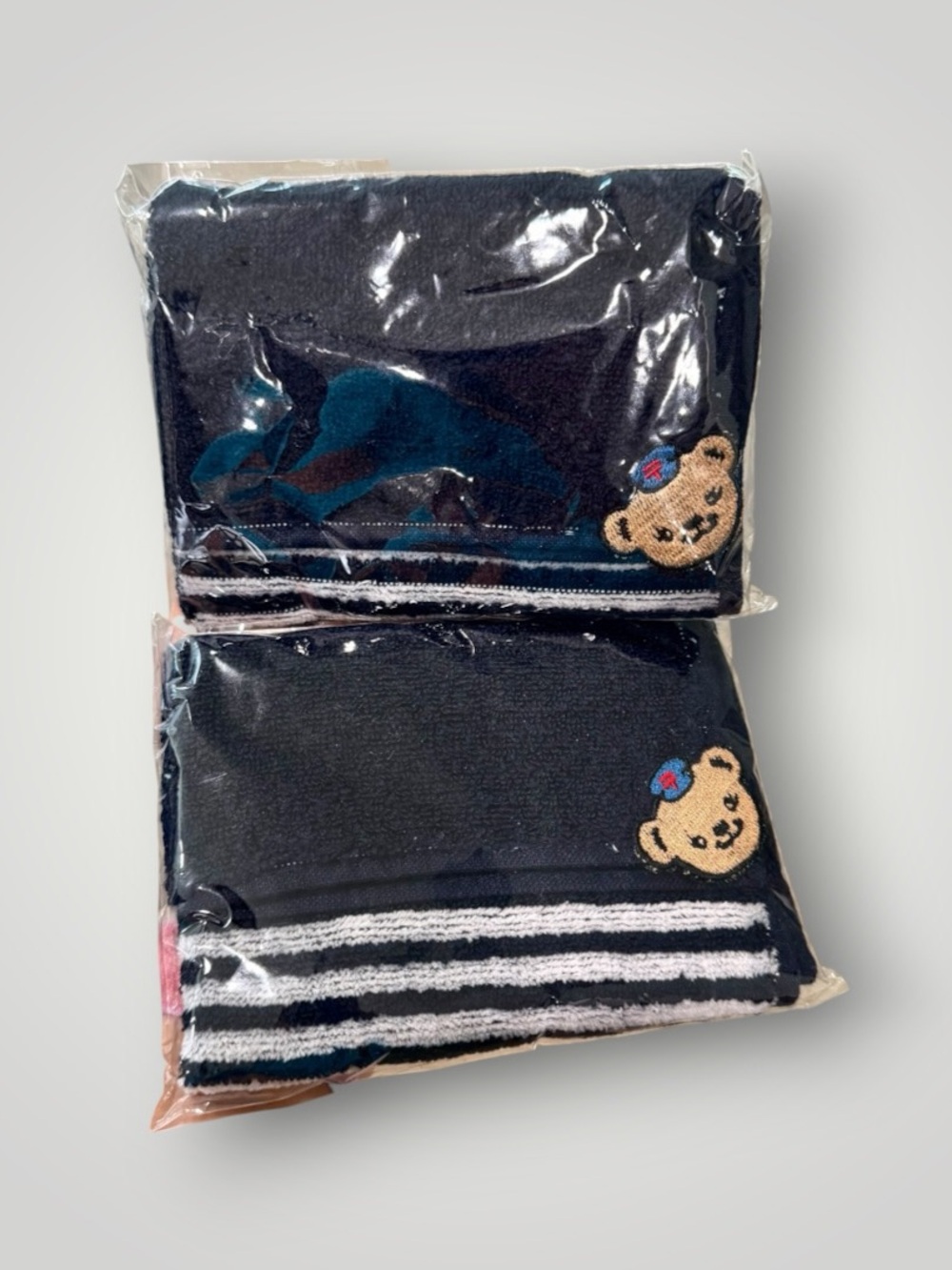Kitamura Japan Limited Posukuma Towel Set Of 2 Navy Bear Patch Kawaii Gift NEW